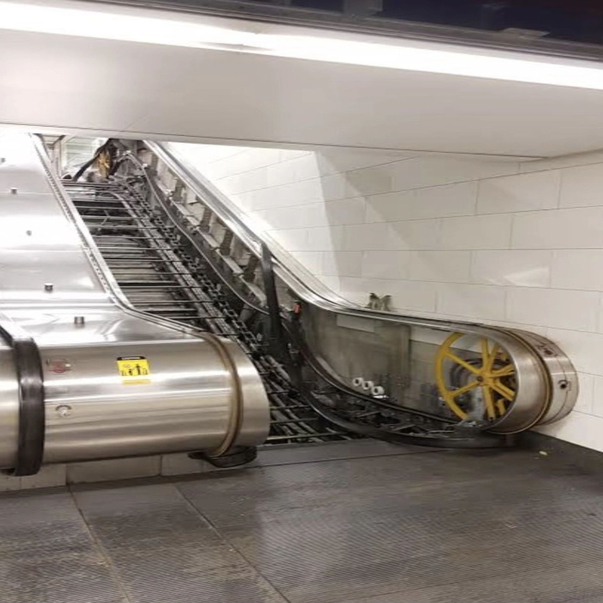 Escalator being repaired