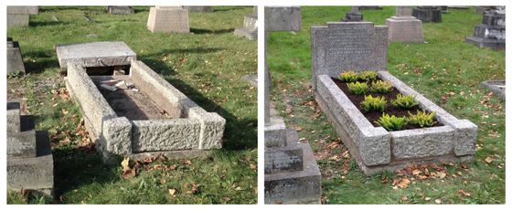 Clean and repair of granite grave