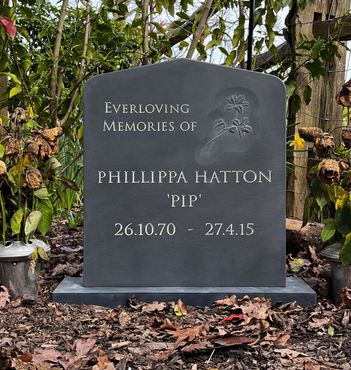 New Slate memorial with carved Lilies