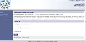 A screenshot of a website that says welcome to the patient portal