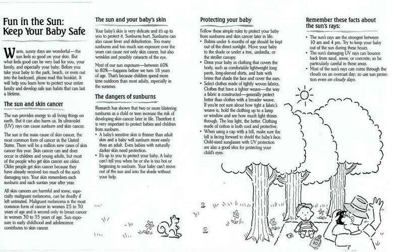 A pamphlet about keeping your baby safe in the sun