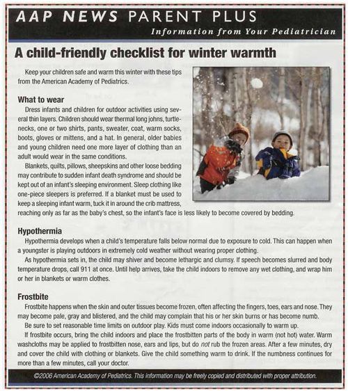 A child-friendly checklist for winter warmth from aap news parent plus