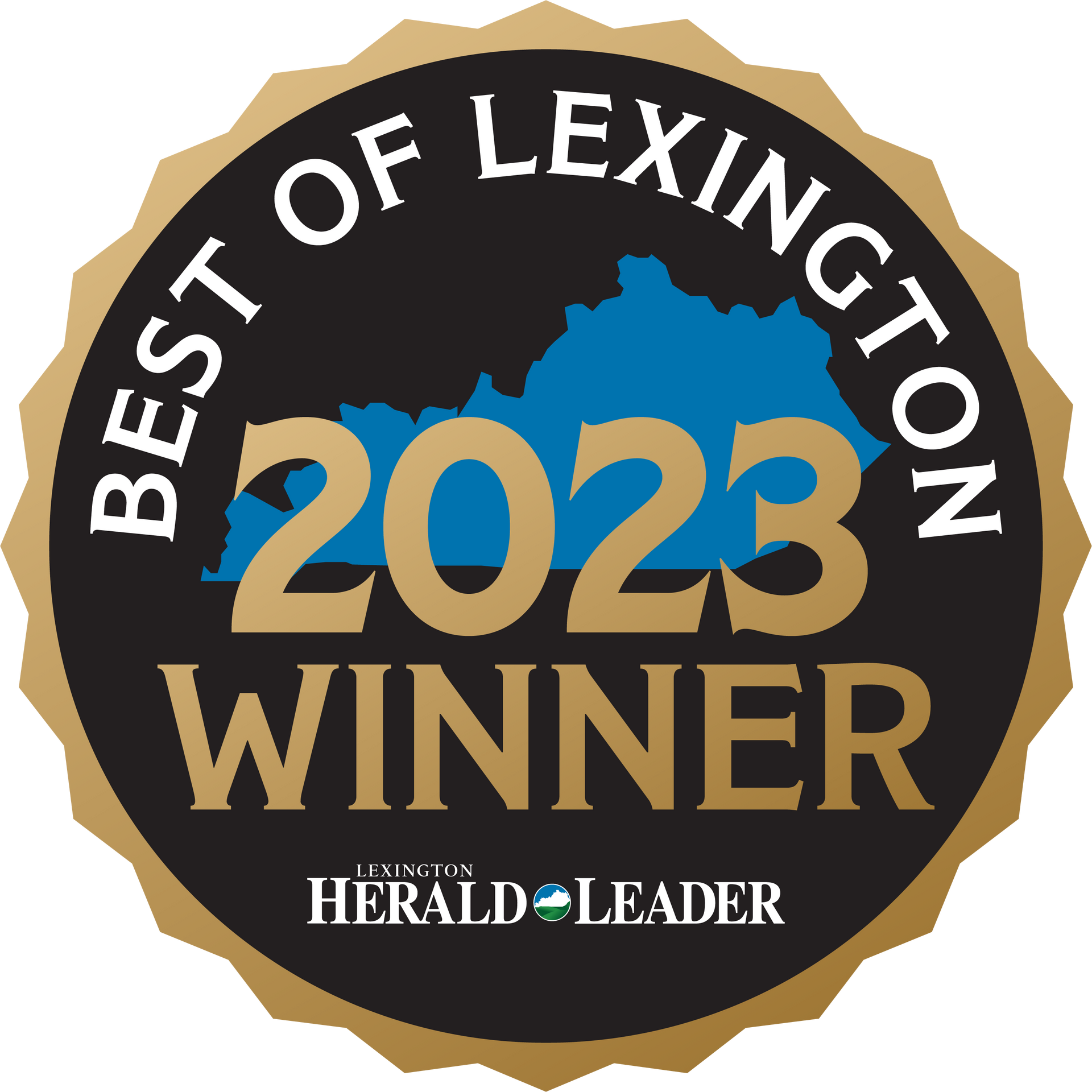 A badge that says best of lexington 2023 winner