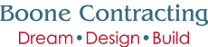A logo for boone contracting dream design build