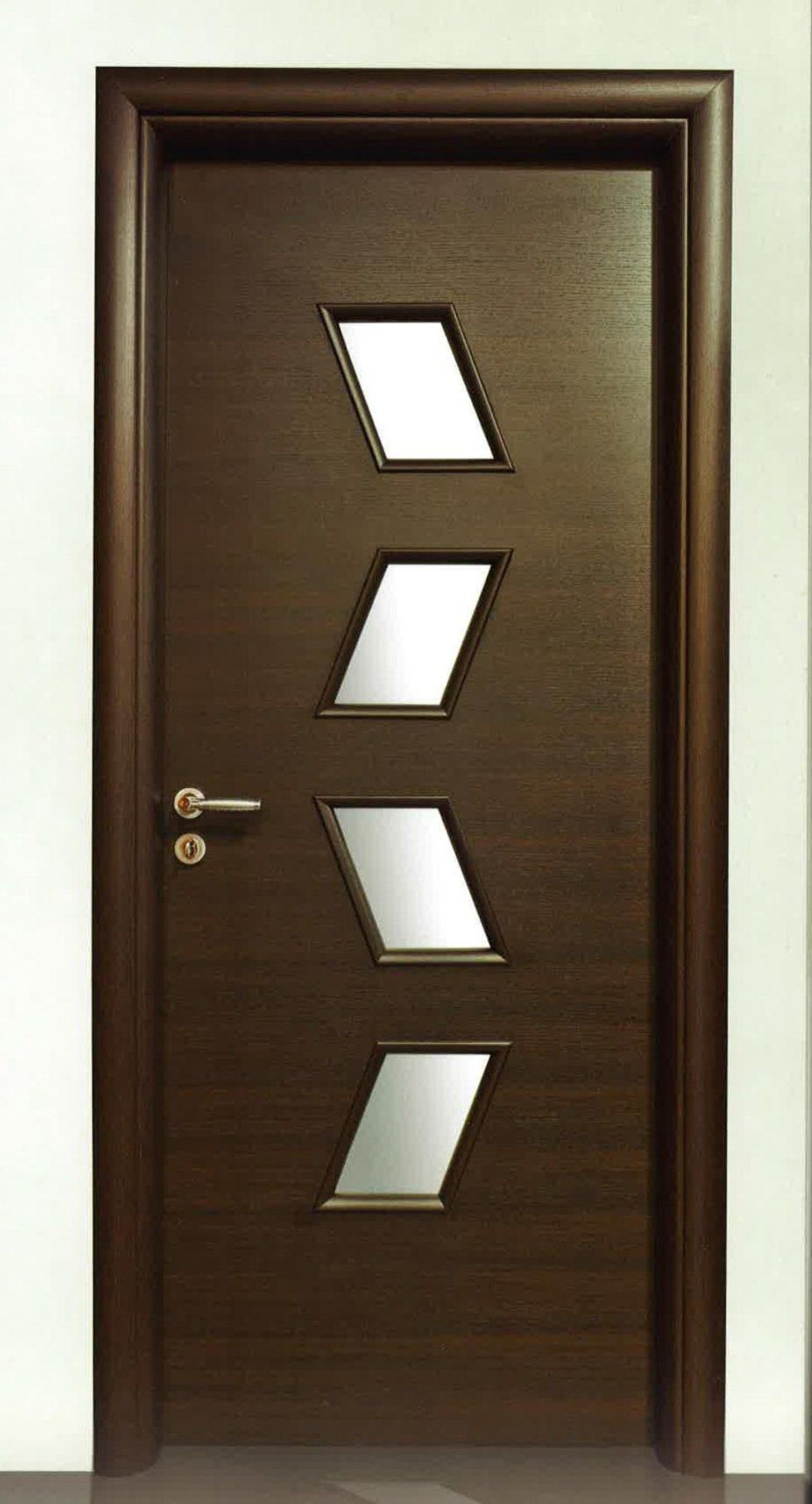 Porta in laminato con inserti in vetro centrali