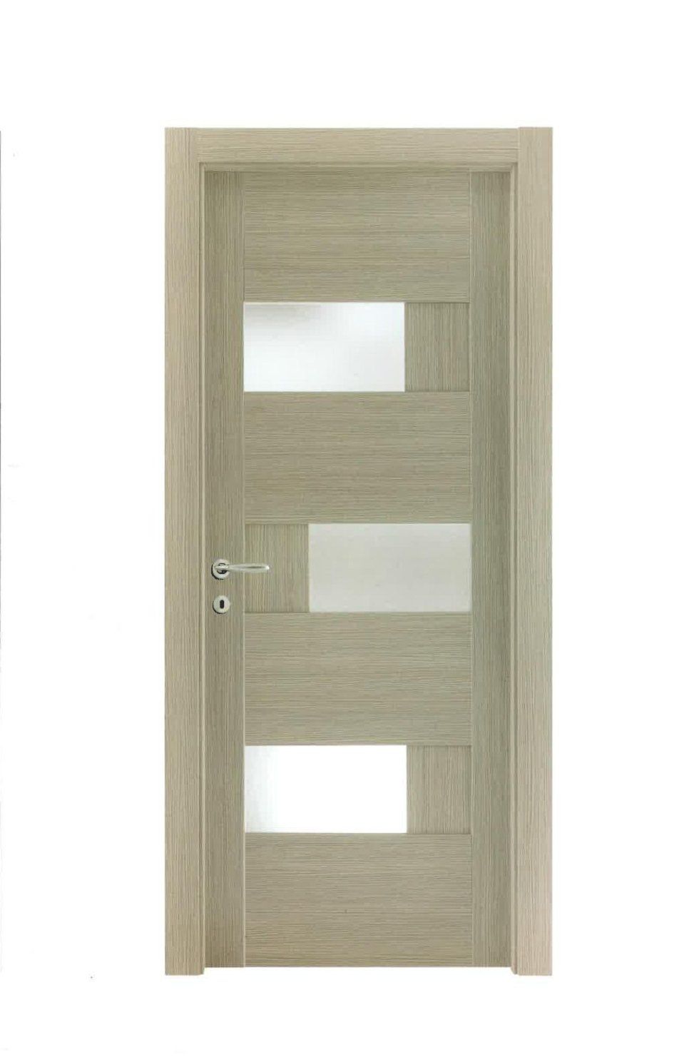 Porta in laminato con inserti rettangolari in vetro