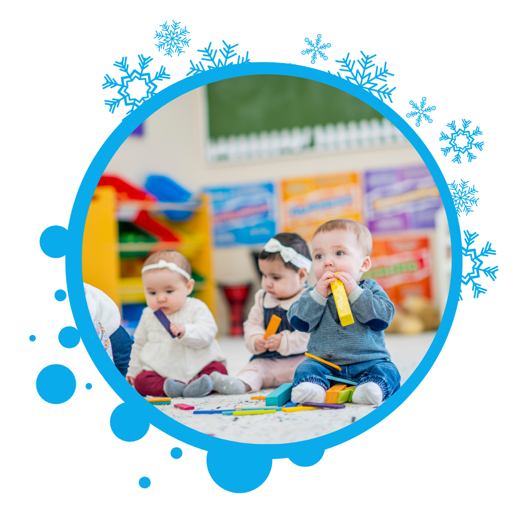 Three babies are sitting on the floor playing with toys.