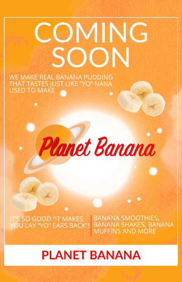 A poster for planet banana that is coming soon