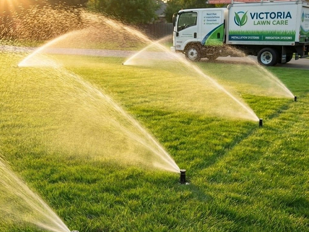Sod installation with an inground sprinkler system at work