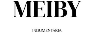 Logotipo con la palabra “MEIBY” encima de la palabra “INDUMENTARIA” en texto negro sobre fondo blanco.
