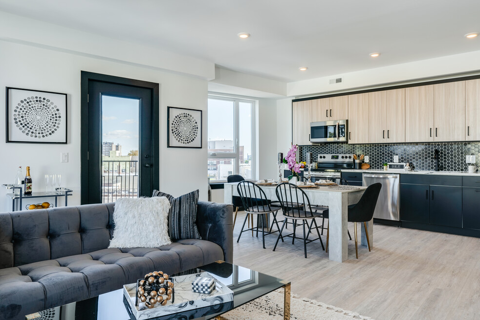 Interior Photo of Living Room and Kitchen