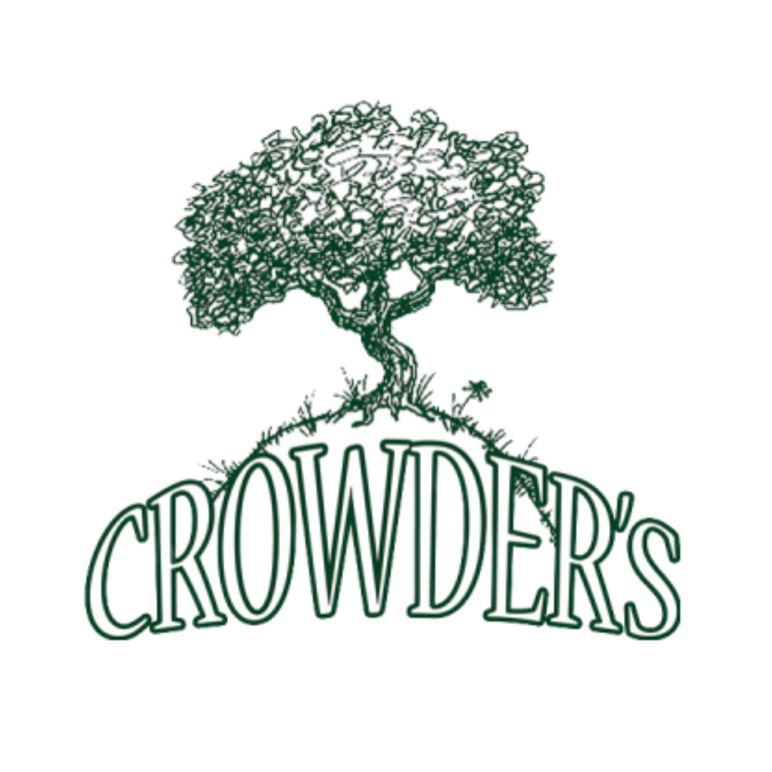 A black and white drawing of a tree with the words crowder 's above it.