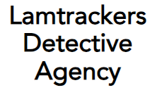 Lamtrackers Detective Agency: Black text on white background.