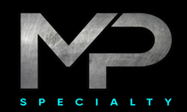 A logo for mp specialty is shown on a black background