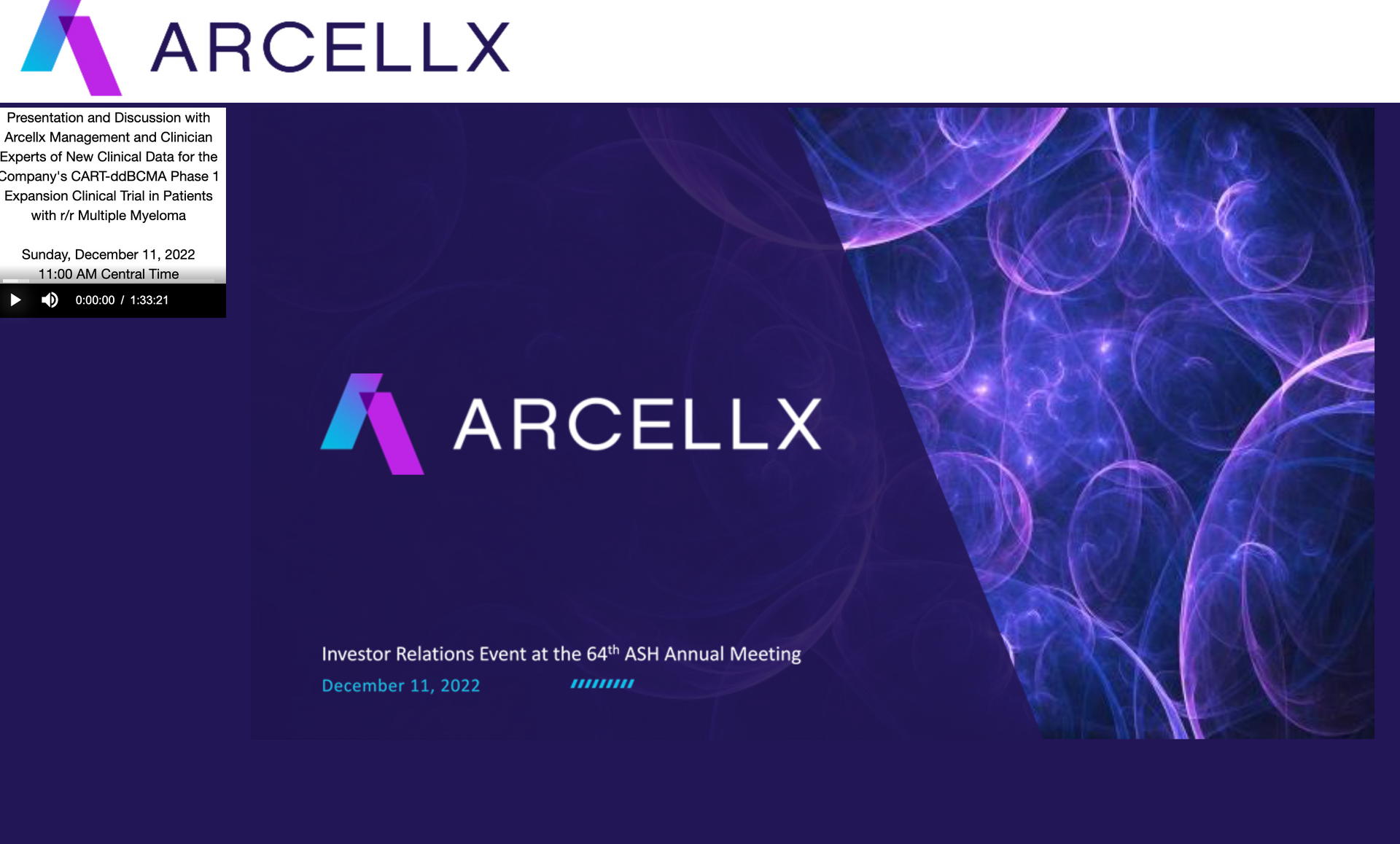 ARCELLX webcast production in NYC