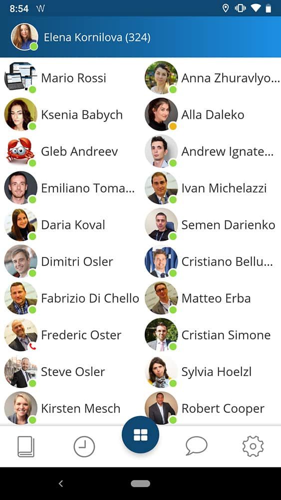 A screenshot of a phone with a list of people on it.