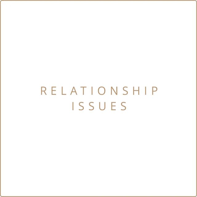 A white square with the words `` relationship issues '' written on it.