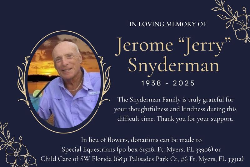 In loving memory of jerome jerry snyderman 1938 - 2025