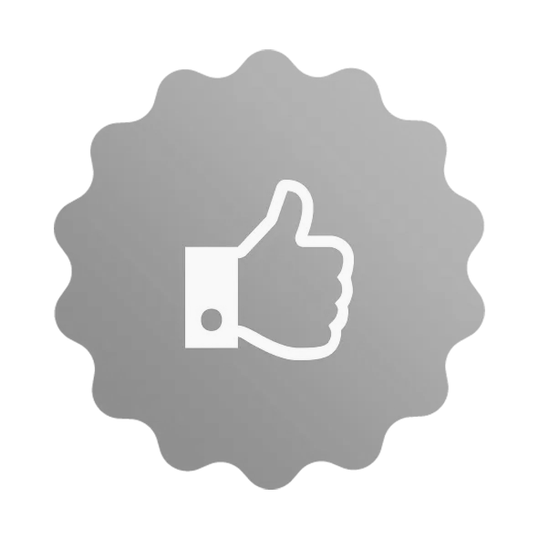 A thumbs up icon in a blue circle on a white background.