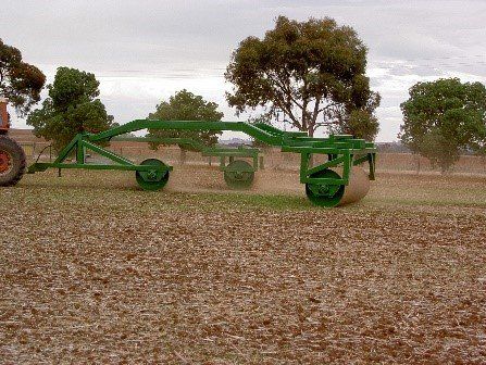 Elephant Folding Land Roller Operating - Shea-Oak Log, SA - Leske Engineering