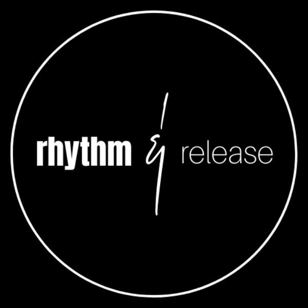 A black and white logo for rhythm and release