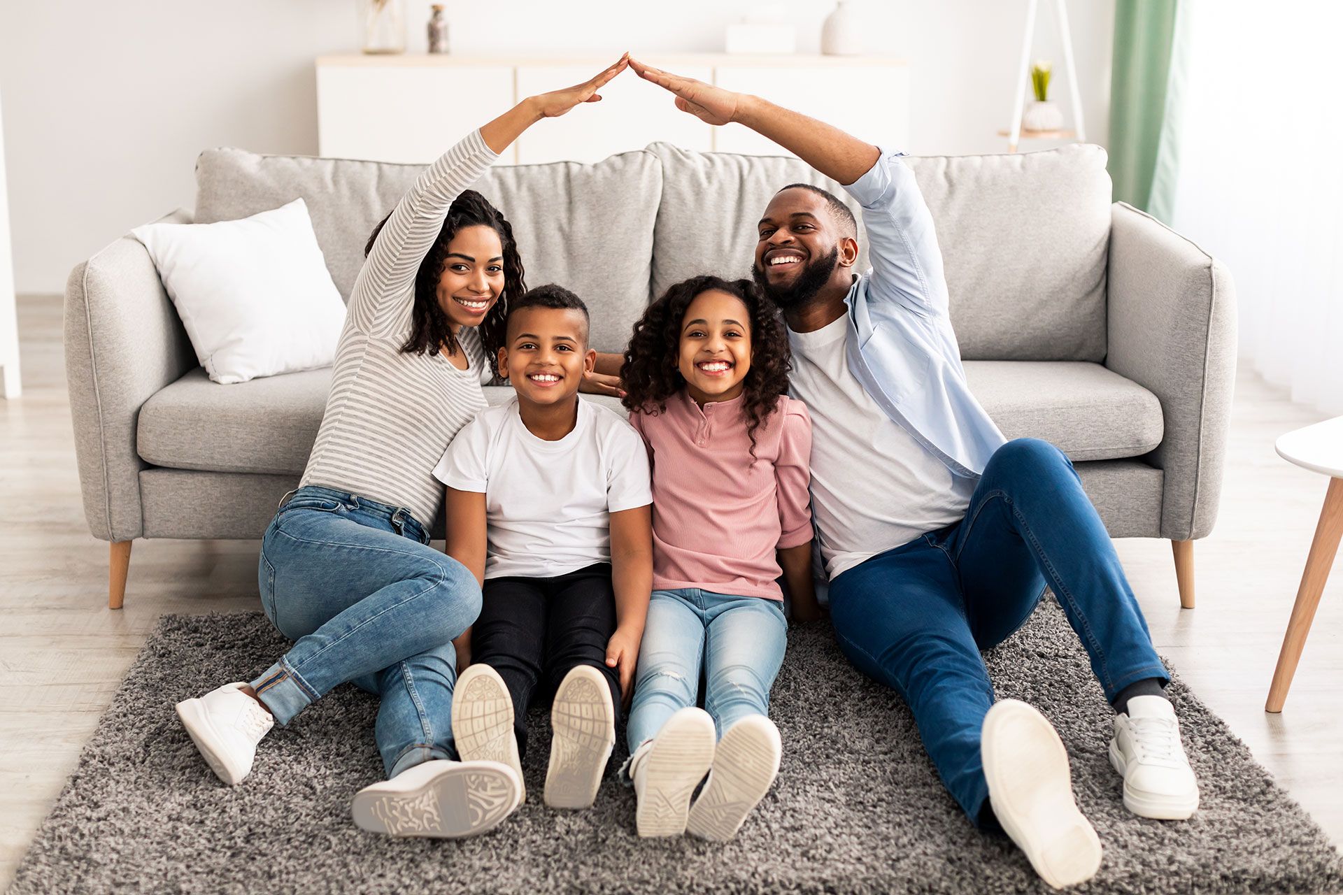 family creating a roof