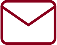 Ein rotes Umschlagsymbol auf weißem Hintergrund.