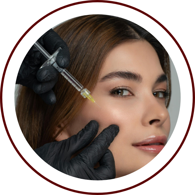 Eine Nahaufnahme des Gesichts einer Frau mit rosa Lippen