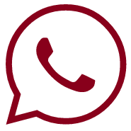 Ein rotes Symbol einer Sprechblase mit einem Telefon darin.