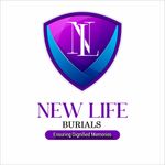 Logo for New Life Burials: purple shield with 