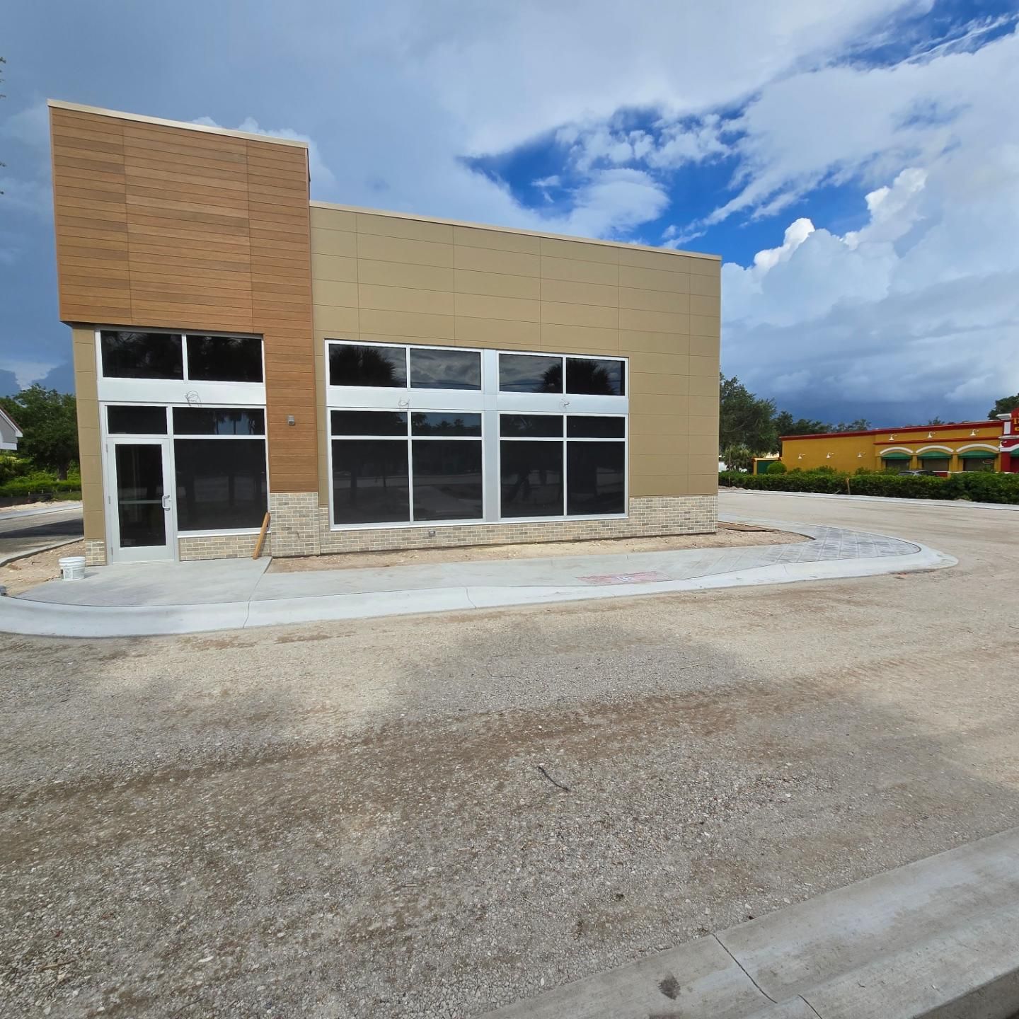 A building with a lot of windows is being built