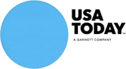 The usa today logo is a blue circle with black text.