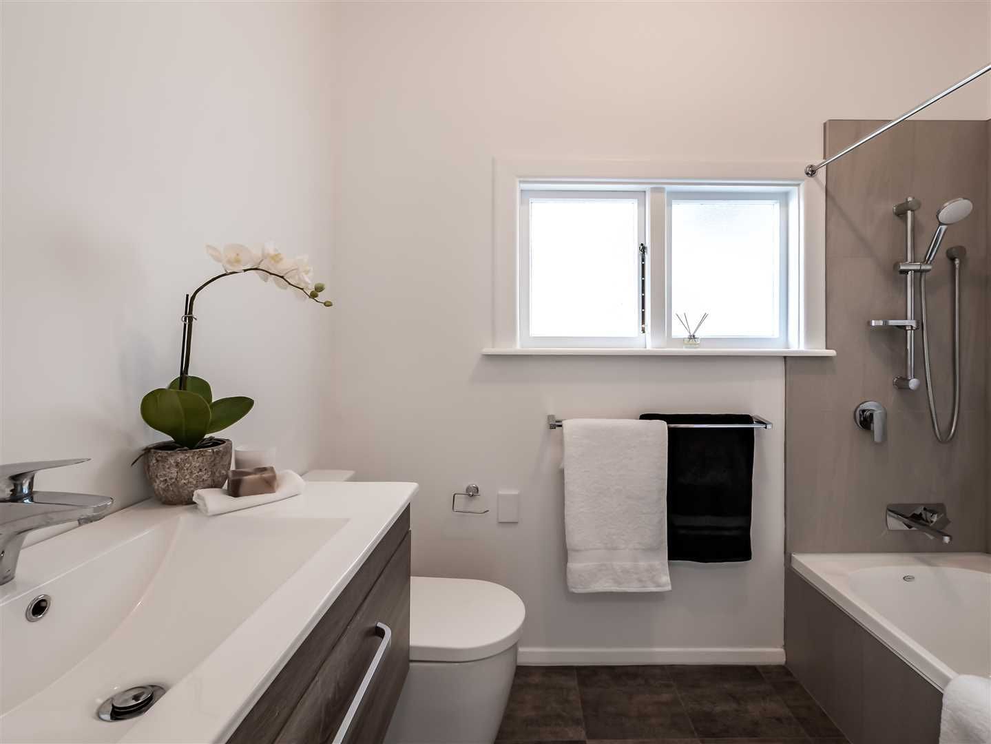 bathroom in muted tones