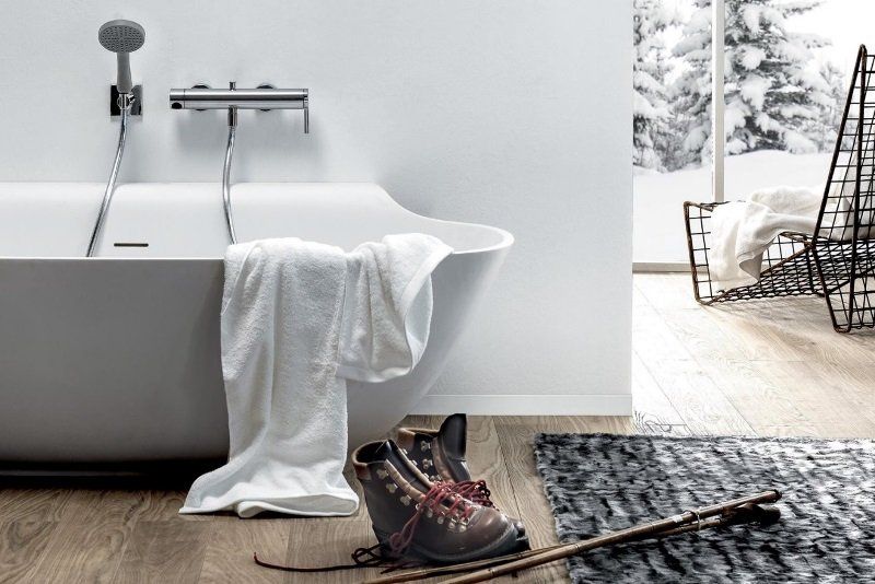 Chairs, rugs and other non-traditional bathroom decor