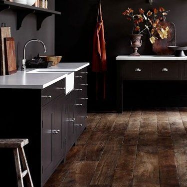 black and white rustic kitchen