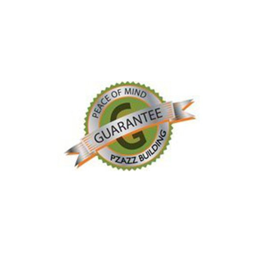 A peace of mind guarantee pzazz building logo