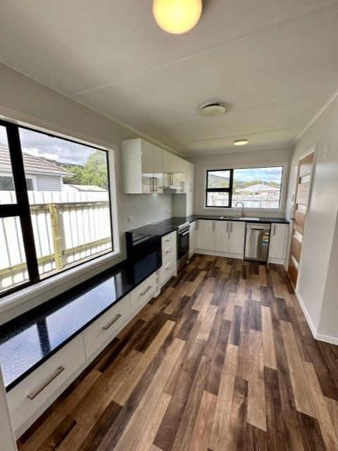kitchen with feature timber flooring