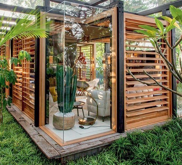 Freestanding outdoor room in yard