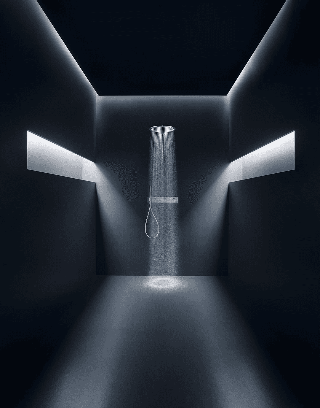 Incredible bathroom lighting creates a floating effect