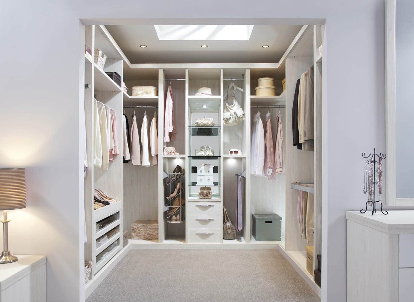 His and hers walk-in wardrobes