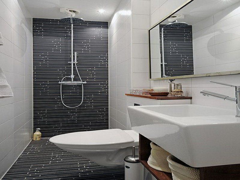 Modern black and white tiled bathroom