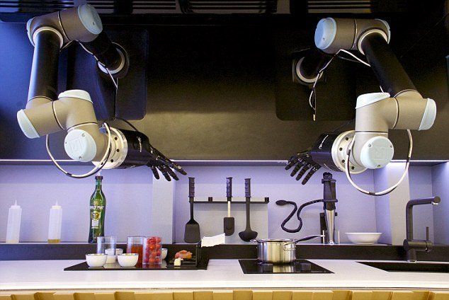 Robotic chef hands in the kitchen
