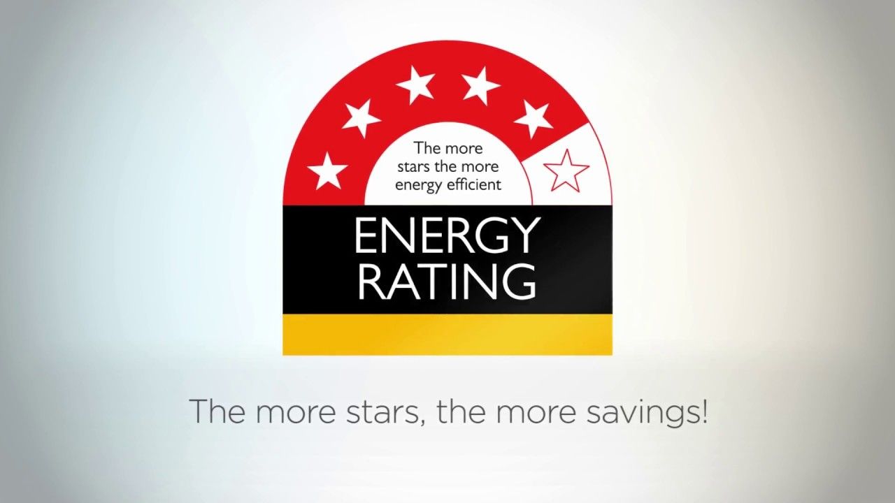 An energy rating label that says the more stars the more savings