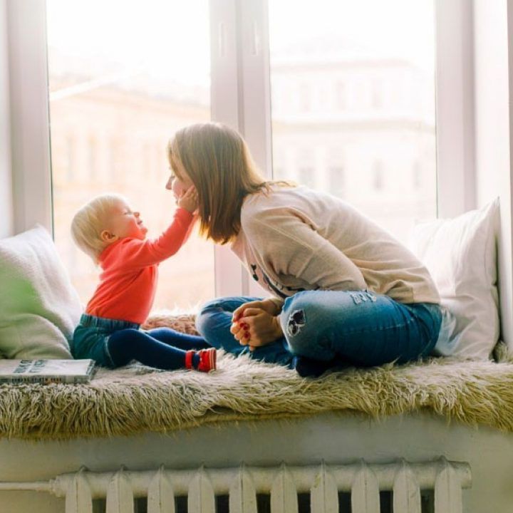 Mother and Child in Window Seat