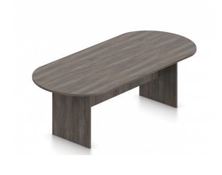 A wooden table with a round top on a white background.