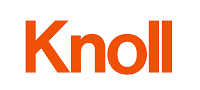 The knoll logo is orange and white on a white background.