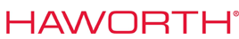 A red haworth logo on a white background