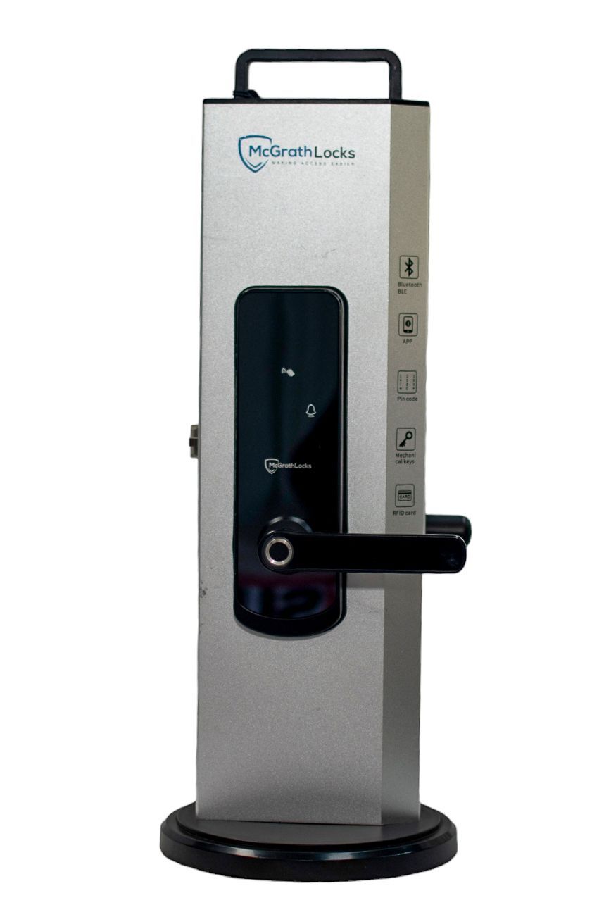 A Smart Door Lock Is Sitting On Top Of A Stand — New Lock & Safe Services in Terang, VIC