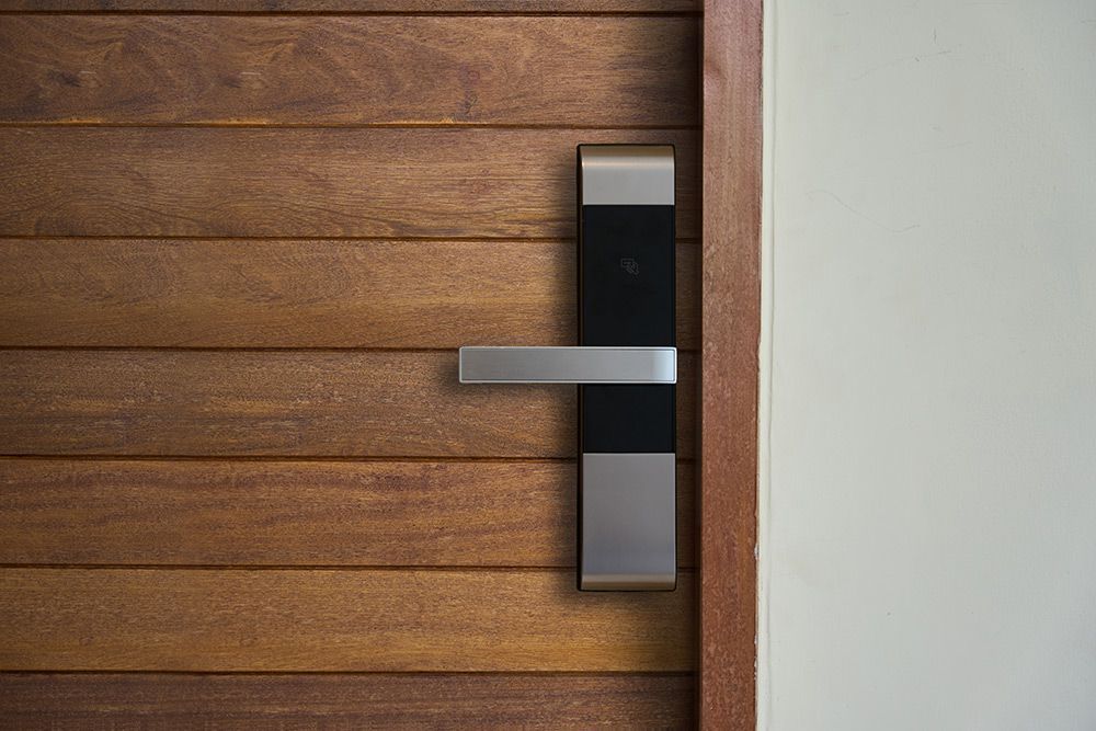 Digital Door Lock Of A Wooden Door — New Lock & Safe Services in Port Campbell, VIC