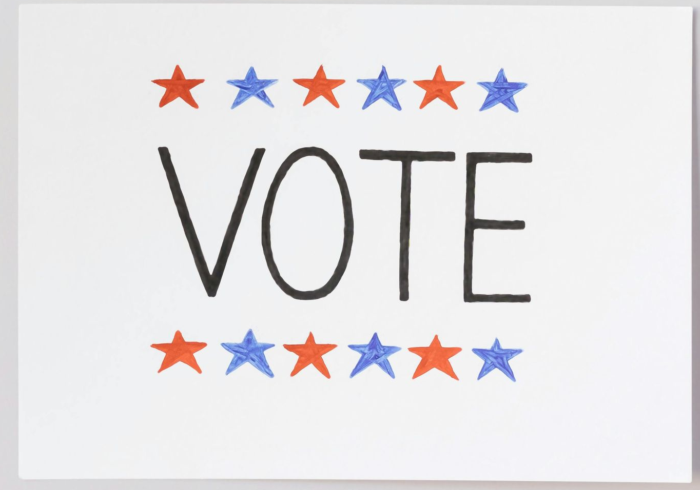 A white card with the word 